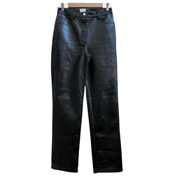 Aritzia Wilfred Black Vegan Faux Leather Soft Straight Leg Pant Small Timeless - Picture 3 of 11